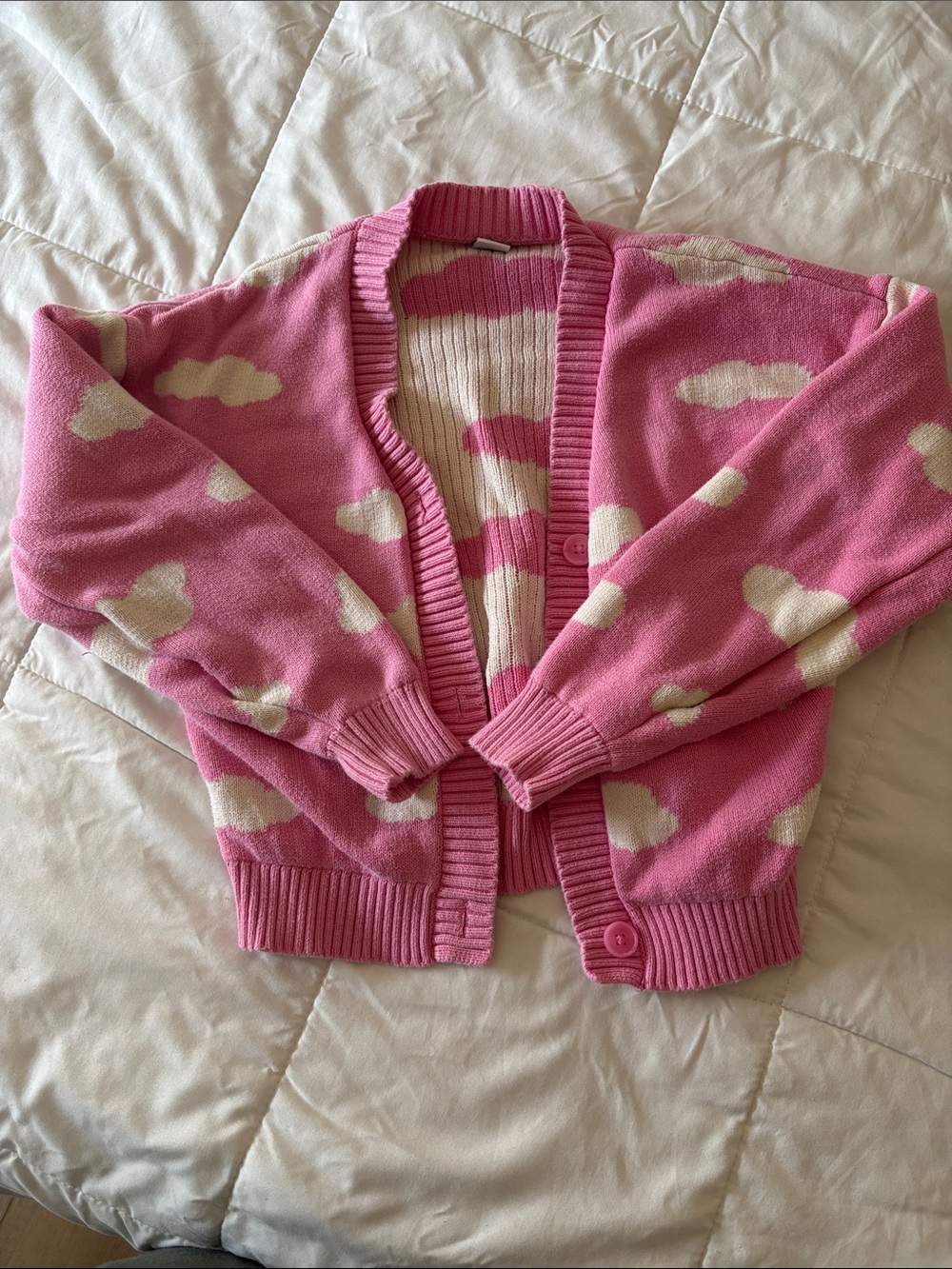Old Navy Pink Cloud Pattern Kids Cardigan Sweater